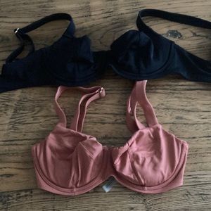 Black and pink underwire swim tops